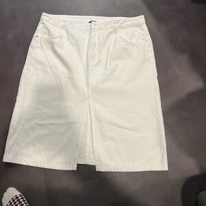 White never worn Jean skirt George brand front slit